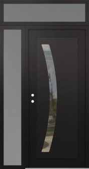 Diamond C4 50" x 96" black/black clear Glass Panel black RHI with Sidelite and Transom frosted Glass