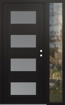 Diamond C2 48" x 80" black/white frosted Glass Panel black LHI with Sidelite clear Glass