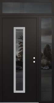 DIAMOND A11 48" X 96" BLACK/BLACK MIRRORED GLASS PANEL STAINLESS STEEL LHI WITH SIDELITE AND TRANSOM MIRRORED GLASS