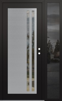 Diamond C6 52" x 80" black/black clear Glass Panel stainless steel LHI with Sidelite mirrored Glass