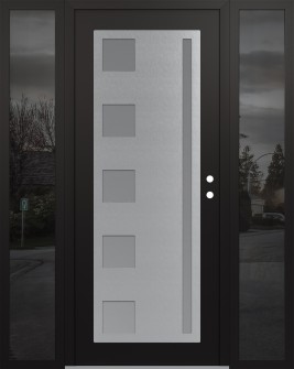 Diamond C3 64" x 80" black/white frosted Glass Panel stainless steel LHI with 2 Sidelites mirrored Glass