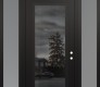 Modern Steel Front Door Diamond C1 68" x 96" black/black mirrored Glass Panel black LHI with 2 Sidelites and Transom frosted Glass
