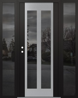 Diamond C14 60" x 80" black/black mirrored Glass Panel stainless steel RHI with 2 Sidelites mirrored Glass