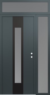 DIAMOND A1 48" X 96" ANTHRACITE/ANTHRACITE FROSTED GLASS PANEL BLACK LHI WITH SIDELITE AND TRANSOM FROSTED GLASS