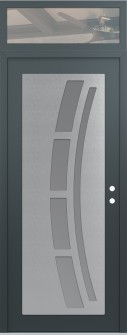 Diamond C12 36" x 96" anthracite/anthracite frosted Glass Panel stainless steel LHI with Transom clear Glass