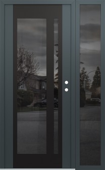 Diamond C15 48" x 80" anthracite/anthracite mirrored Glass Panel black LHI with Sidelite mirrored Glass