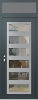 Diamond C9 36" x 96" anthracite/anthracite clear Glass Panel stainless steel RHI with Transom frosted Glass