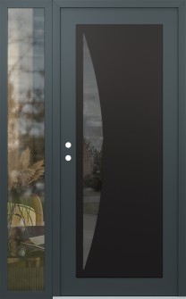 Diamond C13 52" x 80" anthracite/anthracite mirrored Glass Panel black RHI with Sidelite clear Glass