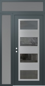 Diamond C2 50" x 96" anthracite/anthracite mirrored Glass Panel stainless steel RHI with Sidelite and Transom frosted Glass