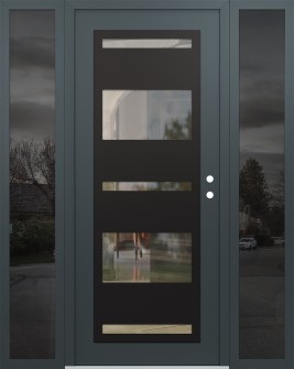 Diamond C10 64" x 80" anthracite/anthracite clear Glass Panel black LHI with 2 Sidelites mirrored Glass