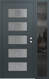 Diamond D8 48" x 80" anthracite/anthracite frosted Glass Panel stainless steel LHI with Sidelite mirrored Glass