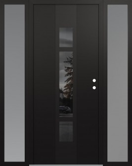DIAMOND A9 60" X 80" BLACK/BLACK MIRRORED GLASS PANEL BLACK LHI WITH 2 SIDELITES FROSTED GLASS