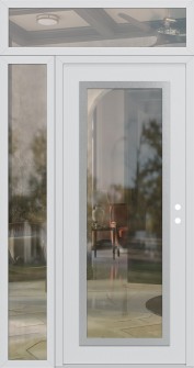 Diamond C1 52" x 96" white/white clear Glass Panel stainless steel RHI with Sidelite and Transom clear Glass