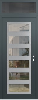 Diamond C9 36" x 96" anthracite/anthracite clear Glass Panel stainless steel LHI with Transom mirrored Glass