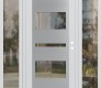 Modern Steel Front Door Diamond C10 60" x 80" white/white clear Glass Panel stainless steel LHI with 2 Sidelites clear Glass