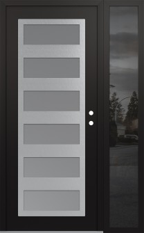 Diamond C9 48" x 80" black/white frosted Glass Panel stainless steel LHI with Sidelite mirrored Glass