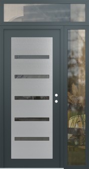 Diamond C7 52" x 96" anthracite/anthracite mirrored Glass Panel stainless steel LHI with Sidelite and Transom clear Glass