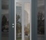 Modern Steel Front Door Diamond C14 68" x 96" anthracite/anthracite clear Glass Panel stainless steel RHI with 2 Sidelites and Transom mirrored Glass
