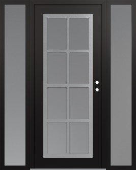 Diamond C16 60" x 80" black/white frosted Glass Panel stainless steel LHI with 2 Sidelites frosted Glass