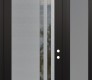 Modern Steel Front Door Diamond C6 48" x 96" black/black clear Glass Panel stainless steel LHI with Sidelite and Transom frosted Glass