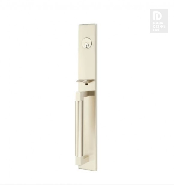 EMTEK HERCULES SMOOTH FULL LENGTH DOUBLE CYLINDER KEYD 4226 SATIN NICKEL US15 for Steel Front Doors