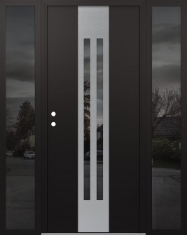 DIAMOND A8 64" X 80" BLACK/BLACK MIRRORED GLASS PANEL STAINLESS STEEL RHI WITH 2 SIDELITES MIRRORED GLASS