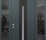 Modern Steel Front Door DIAMOND A2 60" X 96" ANTHRACITE/ANTHRACITE FROSTED GLASS PANEL BLACK RHI WITH 2 SIDELITES AND TRANSOM MIRRORED GLASS