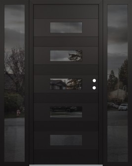 Diamond D5 68" x 80" black/black Mirrored Glass Panel black LHI with 2 Sidelites Mirrored Glass