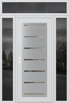 Diamond C11 64" x 96" white/white clear Glass Panel stainless steel RHI with 2 Sidelites and Transom mirrored Glass