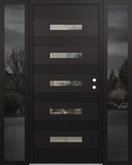 Diamond D9 60" x 80" black/black clear Glass Panel black LHI with 2 Sidelites mirrored Glass