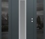 Modern Steel Front Door DIAMOND A11 68" X 80" ANTHRACITE/ANTHRACITE FROSTED GLASS PANEL STAINLESS STEEL LHI WITH 2 SIDELITES MIRRORED GLASS