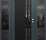 Modern Steel Front Door Diamond C6 68" x 80" anthracite/anthracite mirrored Glass Panel black LHI with 2 Sidelites mirrored Glass