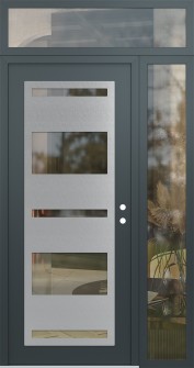 Diamond C10 50" x 96" anthracite/anthracite clear Glass Panel stainless steel LHI with Sidelite and Transom clear Glass