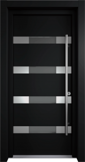 MODERN FRONT STEEL DOOR AURA BLACK/WHITE 37 7/16" X 81 11/16" LHI + HARDWARE