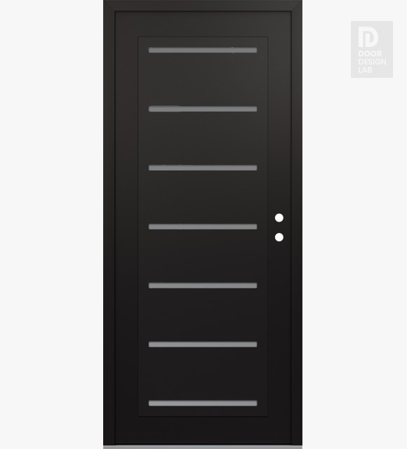 Modern Steel Front Door Diamond C11 36" x 80" black/white frosted Glass Panel black LHI