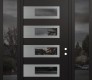 Modern Steel Front Door Diamond D3 68" x 96" black/black mirrored Glass Panel stainless steel LHI with 2 Sidelites and Transom mirrored Glass