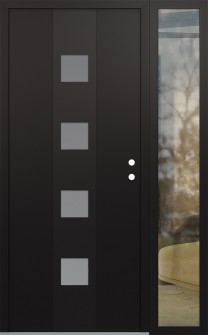 DIAMOND A12 50" X 80" BLACK/WHITE FROSTED GLASS PANEL BLACK LHI WITH SIDELITE CLEAR GLASS