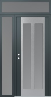 Diamond C14 52" x 96" anthracite/anthracite frosted Glass Panel stainless steel RHI with Sidelite and Transom frosted Glass