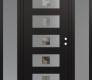 Modern Steel Front Door Diamond D8 68" x 80" black/black clear Glass Panel stainless steel LHI with 2 Sidelites frosted Glass