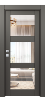 Avon 3 Lite Clear Vetro Gray Matte Single Doors