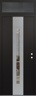 DIAMOND A3 36" X 96" BLACK/BLACK CLEAR GLASS PANEL STAINLESS STEEL LHI WITH TRANSOM MIRRORED GLASS