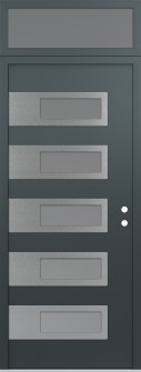Diamond D3 36" x 96" anthracite/anthracite frosted Glass Panel stainless steel LHI with Transom frosted Glass