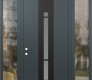 Modern Steel Front Door DIAMOND A3 60" X 96" ANTHRACITE/ANTHRACITE FROSTED GLASS PANEL BLACK RHI WITH 2 SIDELITES AND TRANSOM CLEAR GLASS