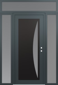 Diamond C13 64" x 96" anthracite/anthracite frosted Glass Panel black LHI with 2 Sidelites and Transom frosted Glass