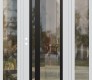 Modern Steel Front Door Diamond C15 64" x 80" white/white clear Glass Panel black RHI with 2 Sidelites clear Glass