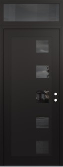 Diamond C5 36" x 96" black/black mirrored Glass Panel black LHI with Transom mirrored Glass
