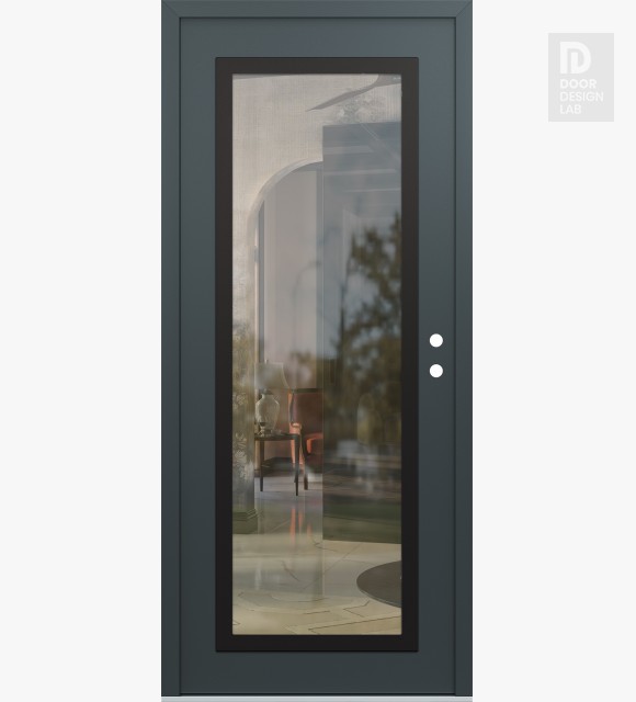Modern Steel Front Door Diamond C1 36" x 80" anthracite/anthracite clear Glass Panel black LHI