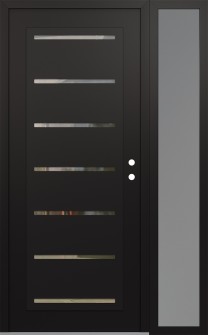 Diamond C11 52" x 80" black/black clear Glass Panel black LHI with Sidelite frosted Glass