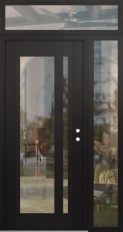 Diamond C15 52" x 96" black/black clear Glass Panel black LHI with Sidelite and Transom clear Glass