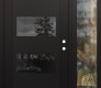 Modern Steel Front Door Diamond C2 52" x 80" black/black mirrored Glass Panel black LHI with Sidelite clear Glass